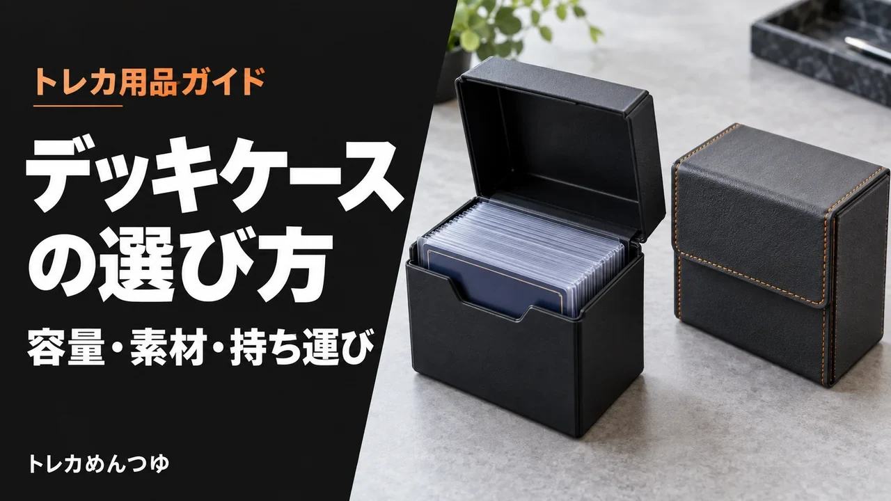 開いたデッキケースとスリーブ入りカードの用品